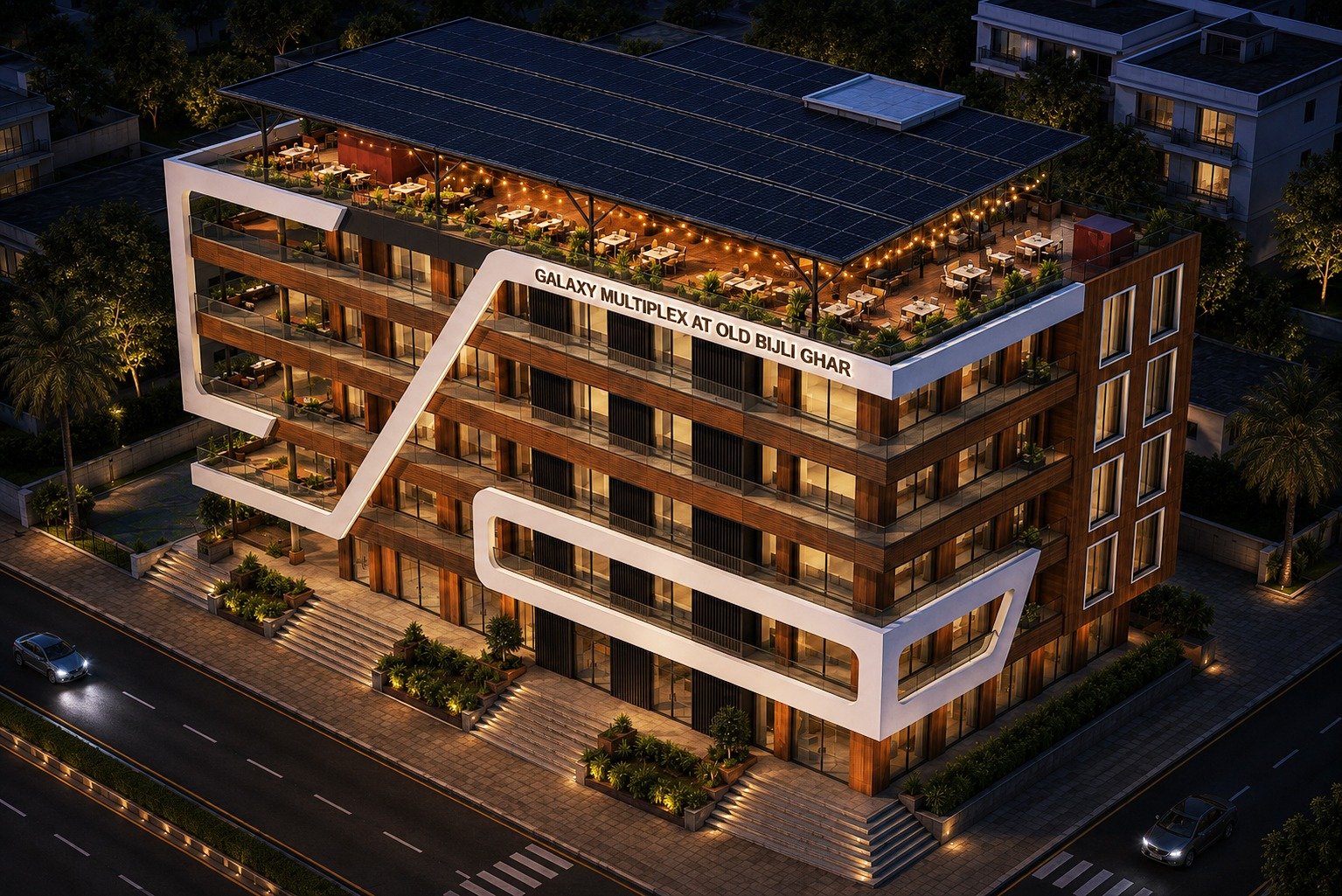 Night view of proposed Galaxy Multiplex